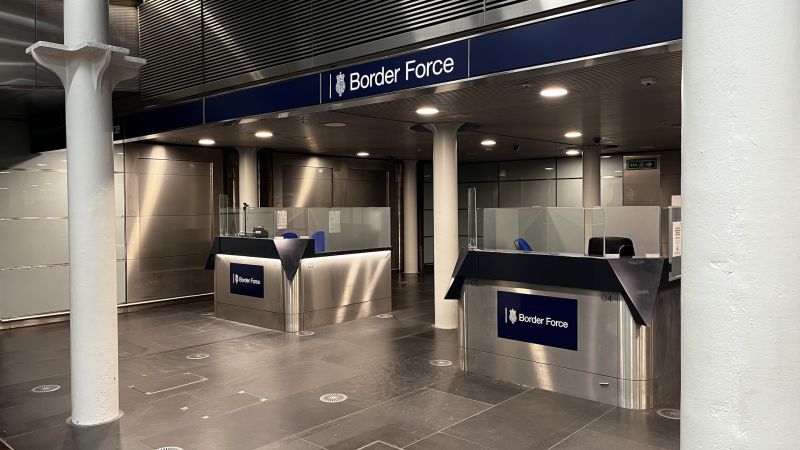 Unbesetzter Grenzübergang in London St. Pancras
